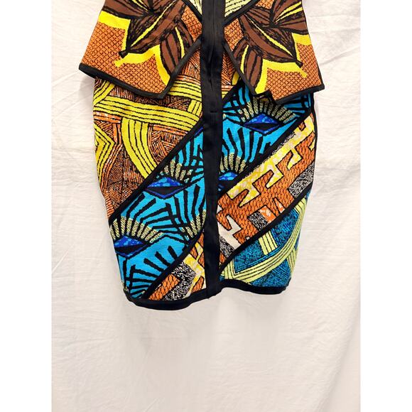 Angelbrinks Tribal Jacquard‎ Peplum Dress Afro Print Large 3D - Picture 5 of 6